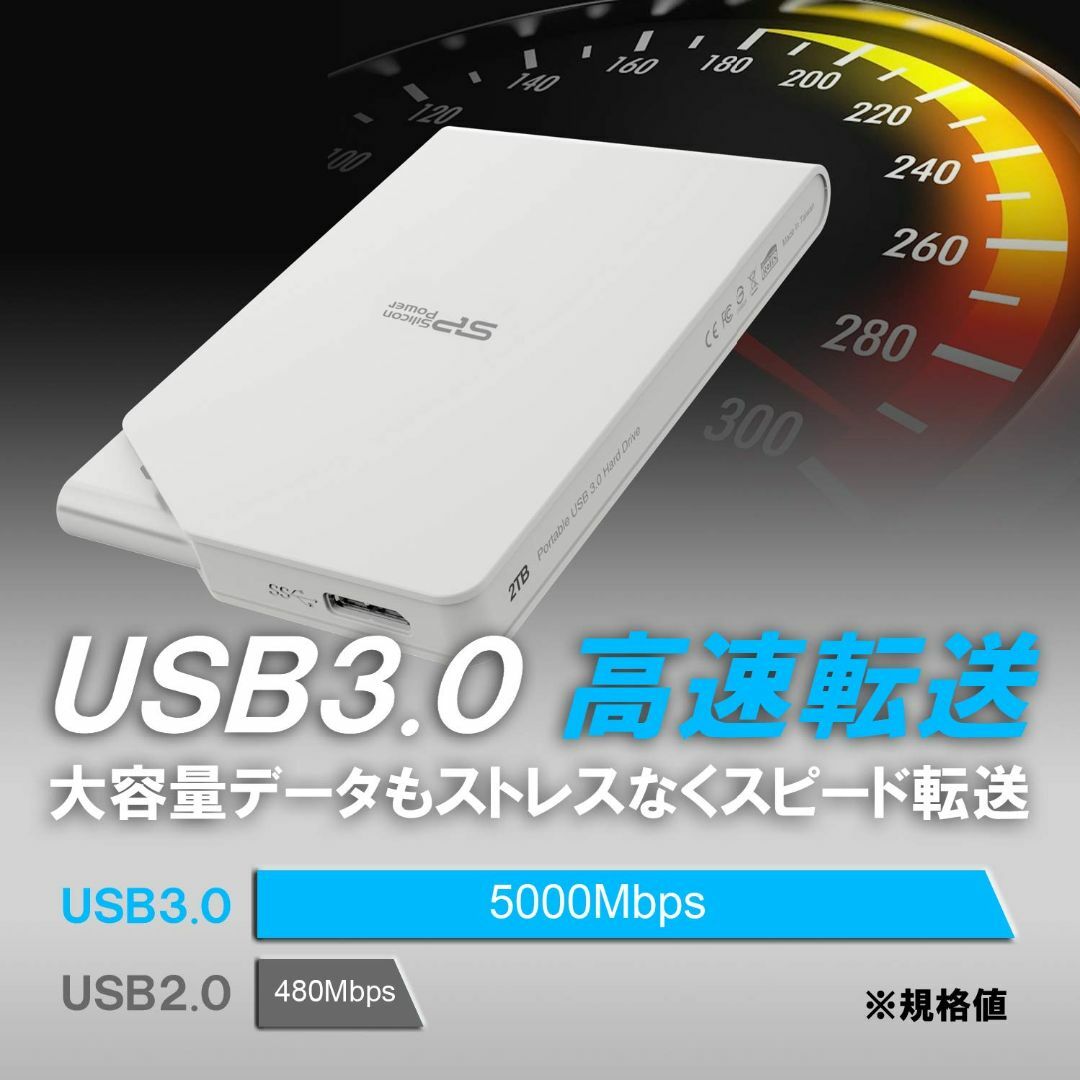 シリコンパワー ポータブルHDD 2TB 2.5インチ USB3.0/2.0対応 4