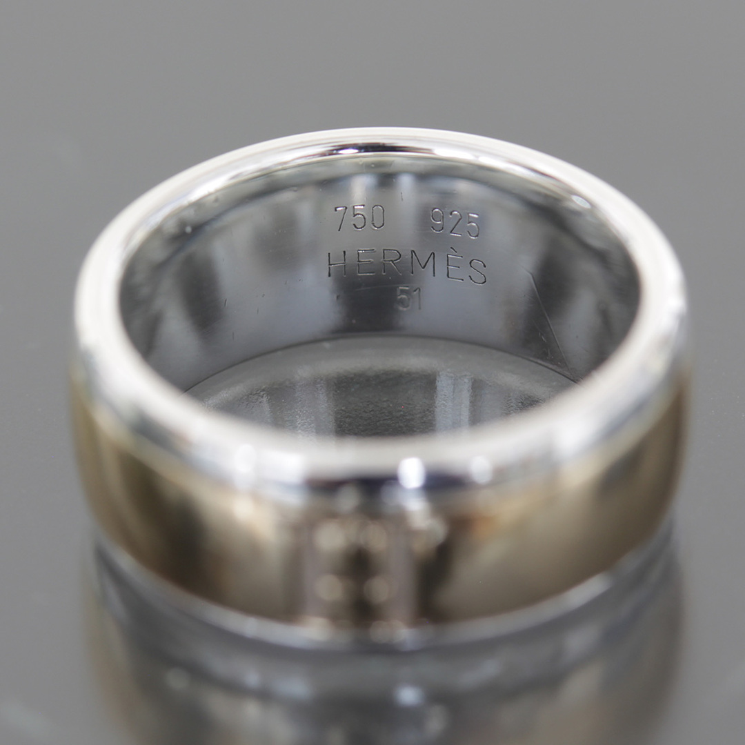 Hermes - エルメス Hロゴ コンビ リング 51 指輪 K18 シルバー925