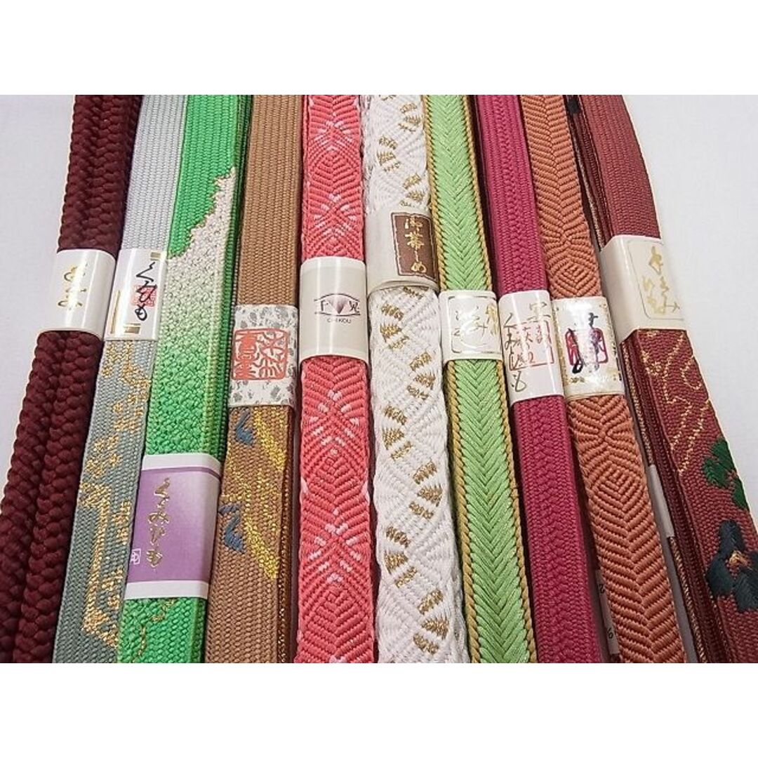 平和屋2□和装小物 帯締め全て未使用10本 千晃 高麗組 手組紐 金糸