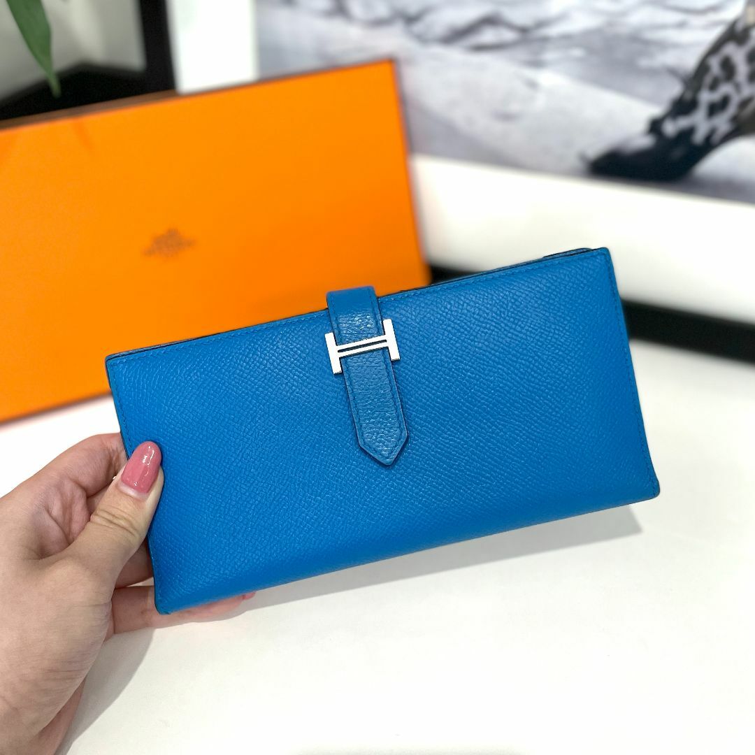 HERMES エルメス ベアンスフレ ヴォーエプソン ブルー - 財布