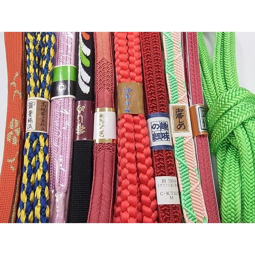 平和屋2□和装小物 帯締め全て未使用10本 丸組・平組 高麗組 金糸 逸品