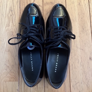 ジェリービーンズ(JELLY BEANS)の新品 ジェリービーンズ レースアップレインシューズ 23cmエナメル黒(ローファー/革靴)