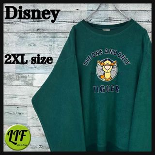 ディズニー(Disney)の【希少】ディズニー 90s 刺繍 ティガー フリーススウェット グリーン 美品(スウェット)