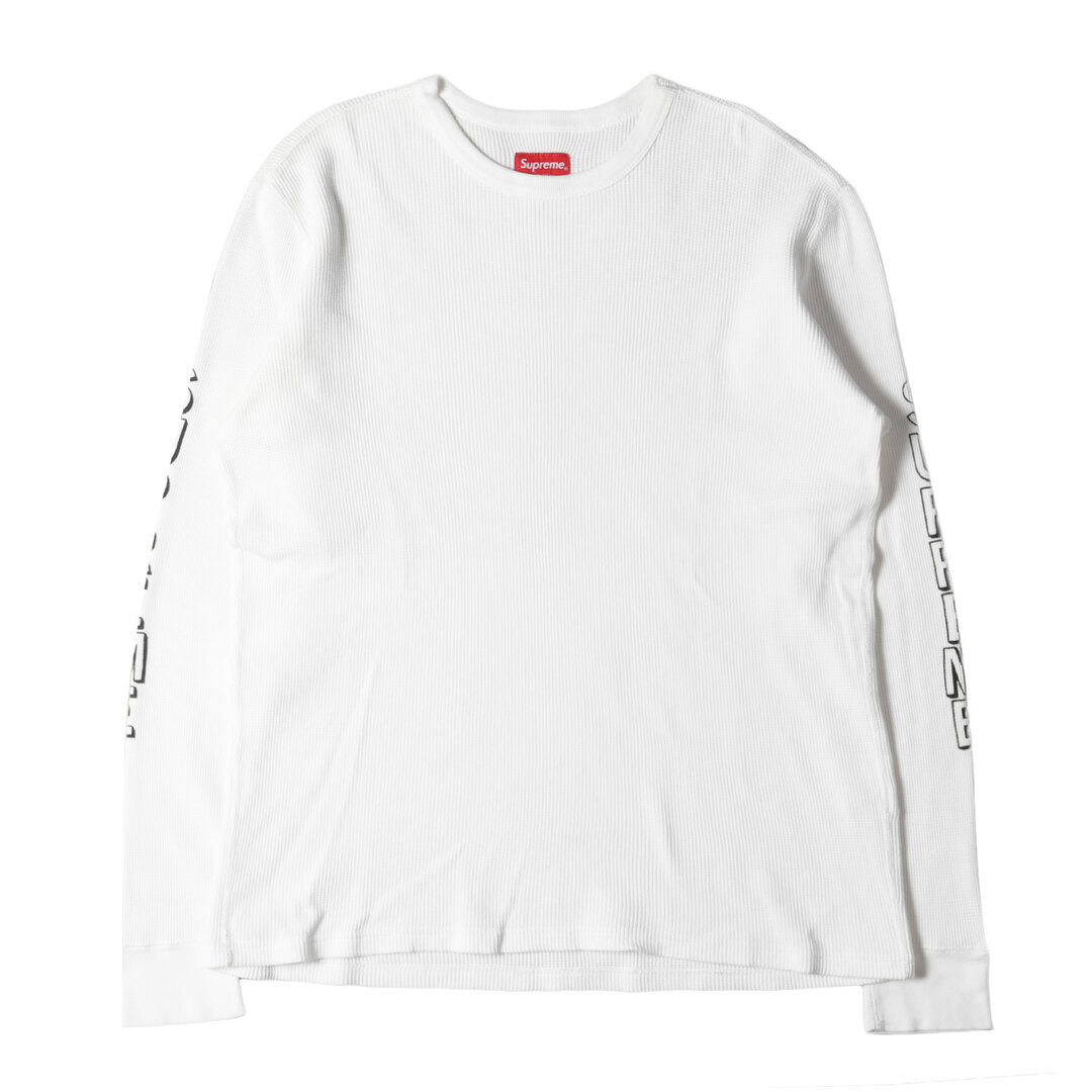 Supreme シュプリーム Tシャツ サイズ:M 袖ロゴ サーマル クルーネック ロングスリーブ Tシャツ ホワイ 白 トップス カットソー ロンT シンプル カジュアル ストリート ブランド【メンズ】