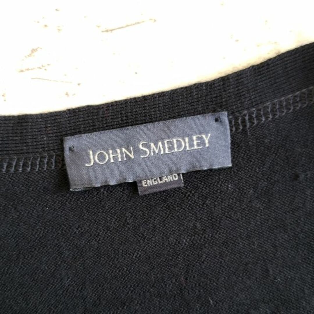 JOHN SMEDLEY(ジョンスメドレー)のジョンスメドレー ☆ ウール Vネック カーディガン XS イギリス製 ブラック レディースのトップス(カーディガン)の商品写真