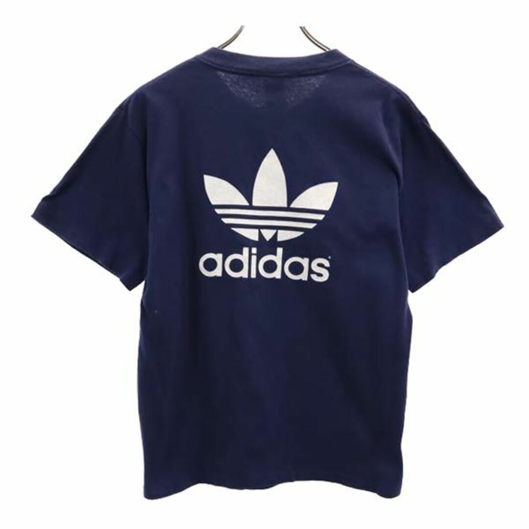 アディダス 80s ヴィンテージ USA製 トレフォイルロゴ 半袖 Tシャツ S ネイビー adidas 両面プリント メンズ 【中古】  【230905】 メール便可