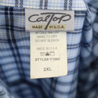 キャルトップ USA製 ビッグサイズ チェック 半袖 シャツ 2XL ブルー系 ...