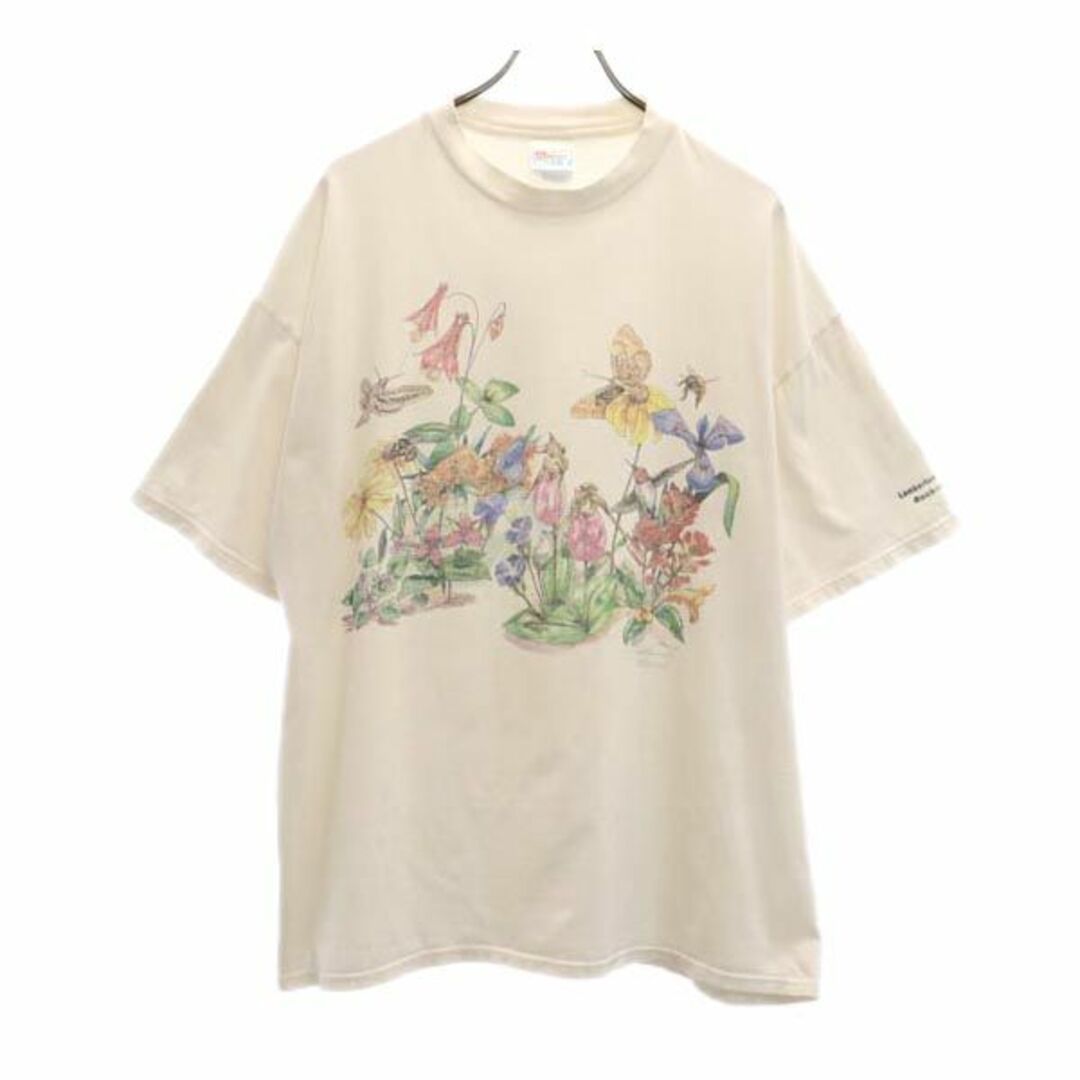 ヘインズ 90s オールド USA製 プリント 半袖 Tシャツ XXL ホワイト系 Hanes ビッグサイズ メンズ   【230905】 メール便可