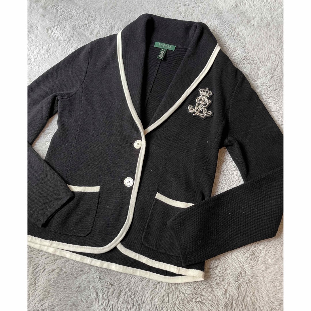 RALPH LAUREN ロゴワッペン ニットジャケット-