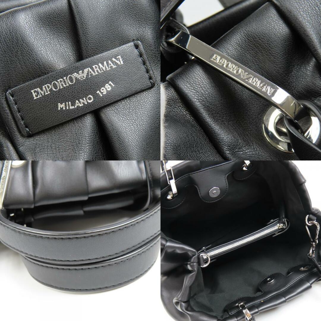 未使用品 Emporio Armani エンポリオ・アルマーニ 2WAY ショルダーバッグ ハンドバッグ フェイクレザー ブラック