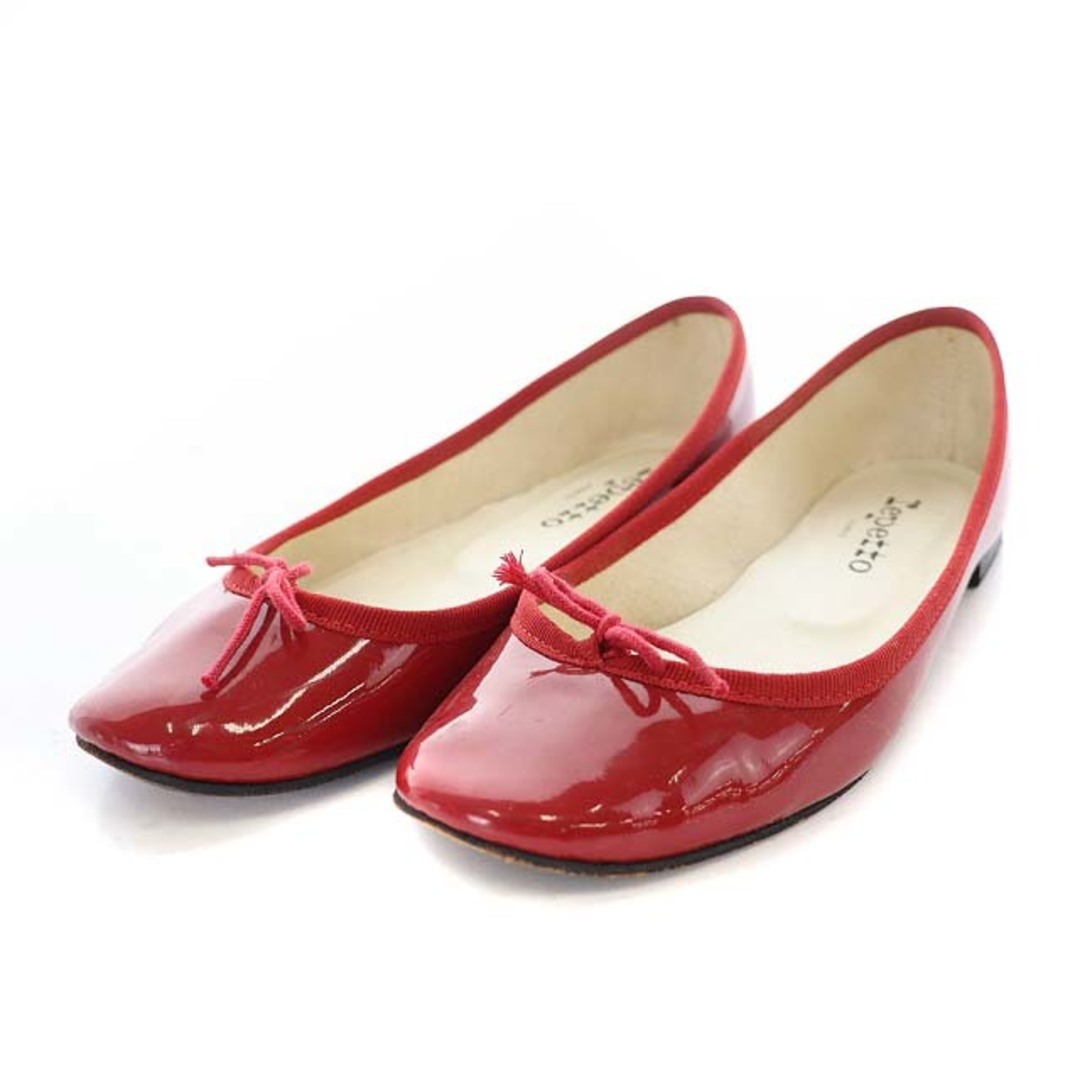 repetto(レペット)のレペット バレエシューズ リボン パテントレザー エナメル 23.3cm 赤 レディースの靴/シューズ(バレエシューズ)の商品写真