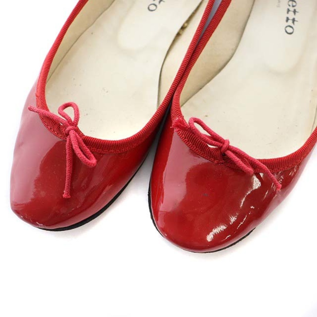 repetto(レペット)のレペット バレエシューズ リボン パテントレザー エナメル 23.3cm 赤 レディースの靴/シューズ(バレエシューズ)の商品写真