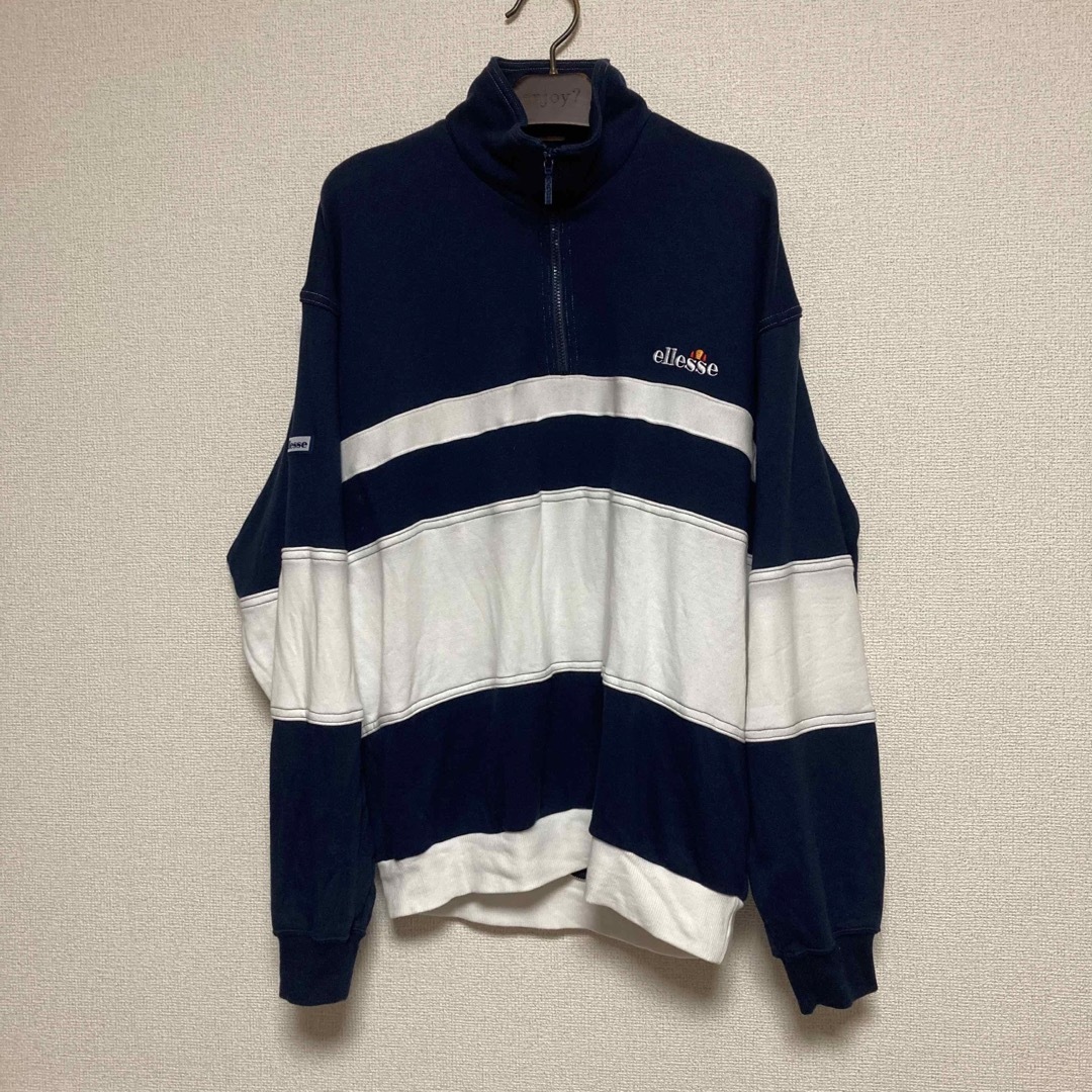 ellesse 90's ハーフジップ スウェット トレーナー マルチボーダー