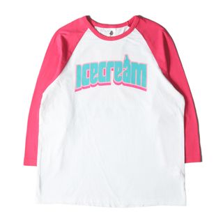 BBC/ICE CREAM ビービーシー Tシャツ サイズ:M ブランドロゴ 7分袖 ラグラン Tシャツ ホワイト ピンク トップス カットソー 長袖 【メンズ】【中古】(Tシャツ/カットソー(半袖/袖なし))