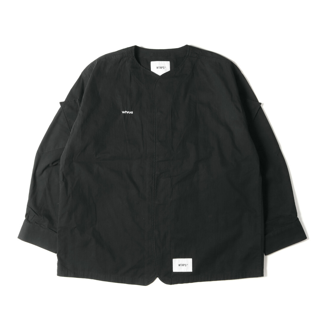 WTAPS ダブルタップス ジャケット サイズ:L 22SS クロスボーン ノーカラー ミリタリー シャツ ジャケット SCOUT / LS / NYCO. TUSSAH ブラック 黒 アウター ブルゾン コート 【メンズ】