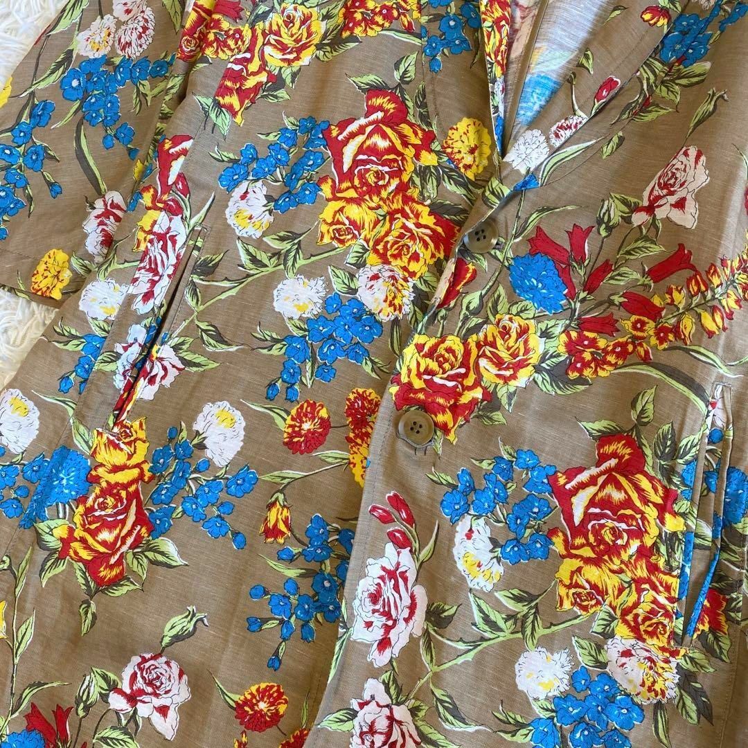 Y's(ワイズ)の希少　Y's ワイズ　ヨウジヤマモト　花柄　リネン　ロング　コート　羽織　麻 レディースのジャケット/アウター(ロングコート)の商品写真