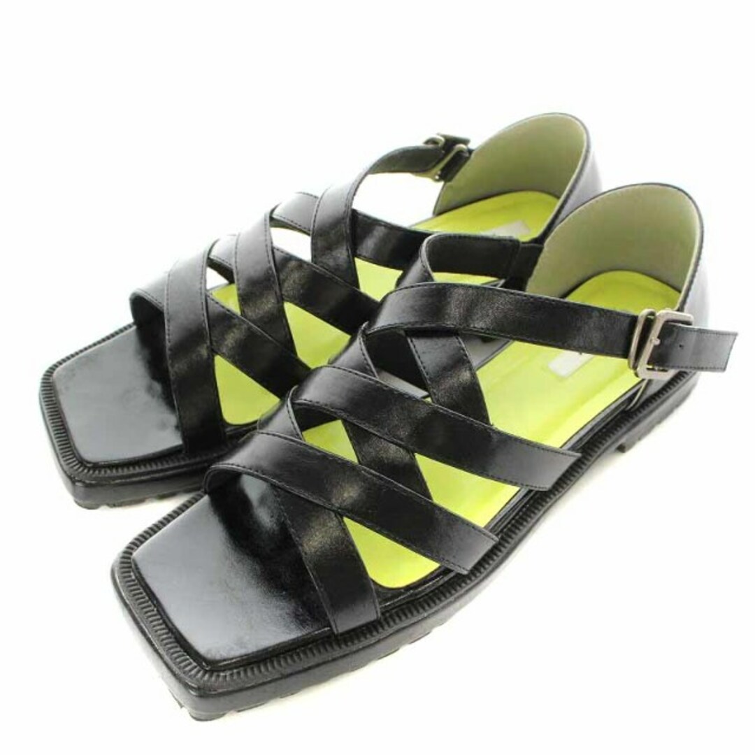 約2cm最大幅アメリヴィンテージ WIDE NET FLAT SANDALS L 黒 ブラック