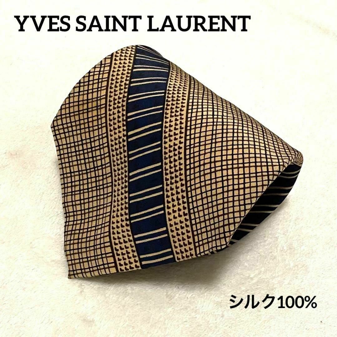Yves Saint Laurent - 848 イヴサンローラン ネクタイ ベージュ×黒