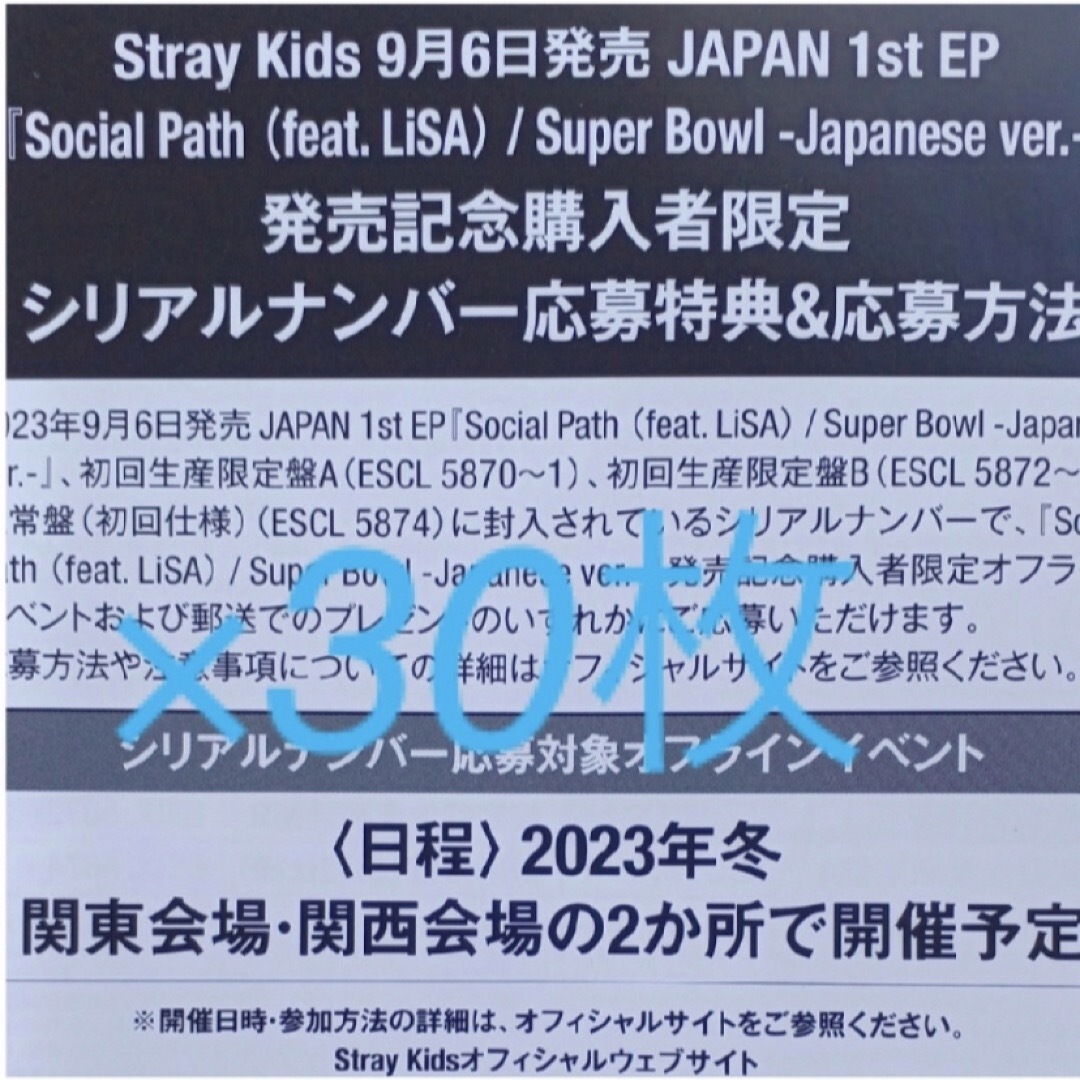 stray kids socialpath スキズ 未使用 シリアル30枚エンタメ/ホビー