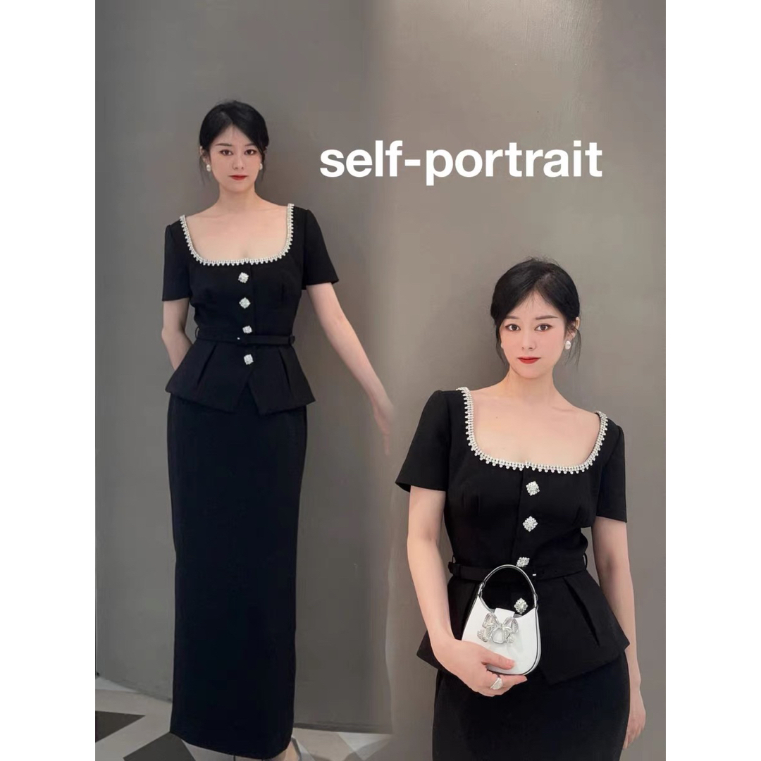 SELF PORTRAIT(セルフポートレイト)の❤️正規品Selfportrait23新作新品★黒　ロングワンピース レディースのワンピース(ロングワンピース/マキシワンピース)の商品写真