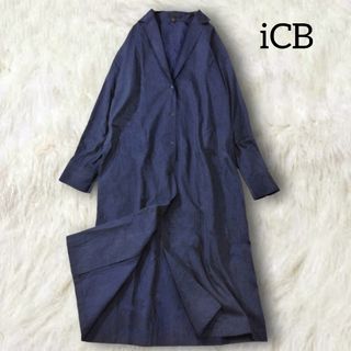 iCB ✿ アイシービー 薄手 ロングジャケット ロングコート ネイビー シャツ