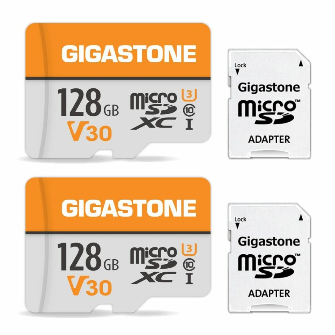 Gigastone マイクロSDカード 128GB 2個セット SDアダプタ付き