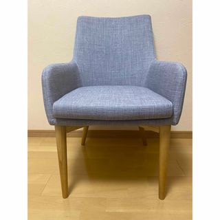 極美品 Fabric × Wood ナチュラル ダイニングアームチェア グレーの