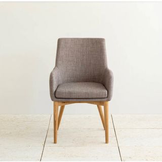 極美品 Fabric × Wood ナチュラル ダイニングアームチェア グレーの