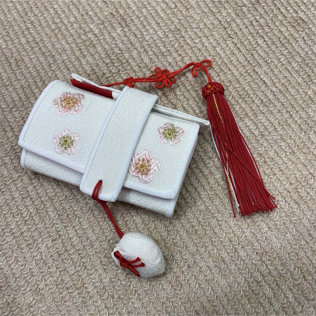 新品 七五三 七歳お祝い はこせこ 筥迫セット 手毬 刺繍 箱迫小物6点