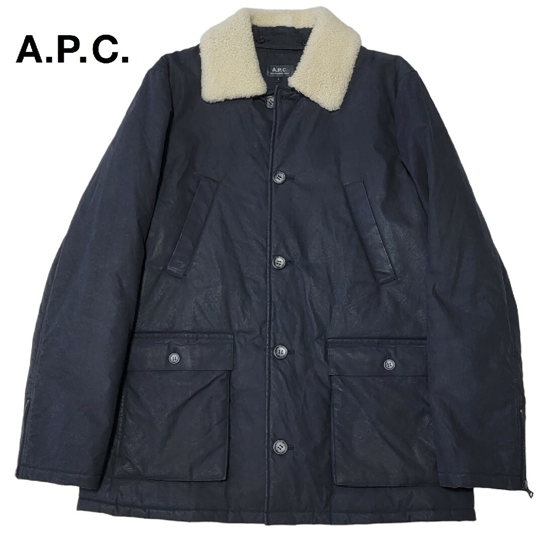 名作】アーペーセー A.P.C. 襟ムートン L ワックスブルゾン 黒-