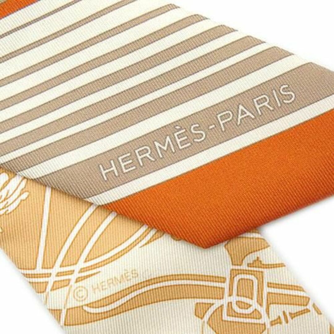 Hermes - エルメス スカーフ シルク ツイリー 馬車柄 オレンジx