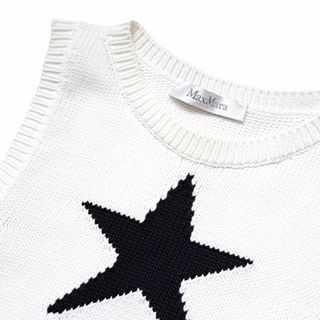 MaxMara マックスマーラ ニット ノースリーブ ベスト ホワイト 星柄 L