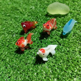 ガラス細工 ミニチュア金魚＆イルカ(インテリア雑貨)