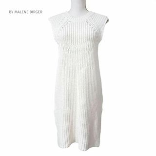 バイマレーネビルガー(BY MALENE BIRGER)のバイマレーネビルガー リネン コットン ニットワンピース チュニック ホワイト(ニット/セーター)