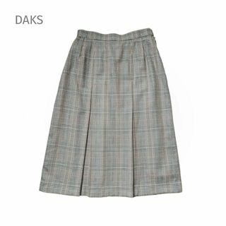 ダックス(DAKS)の美品 DAKS ダックス チェック スカート グレー ウール 66  L(ひざ丈スカート)