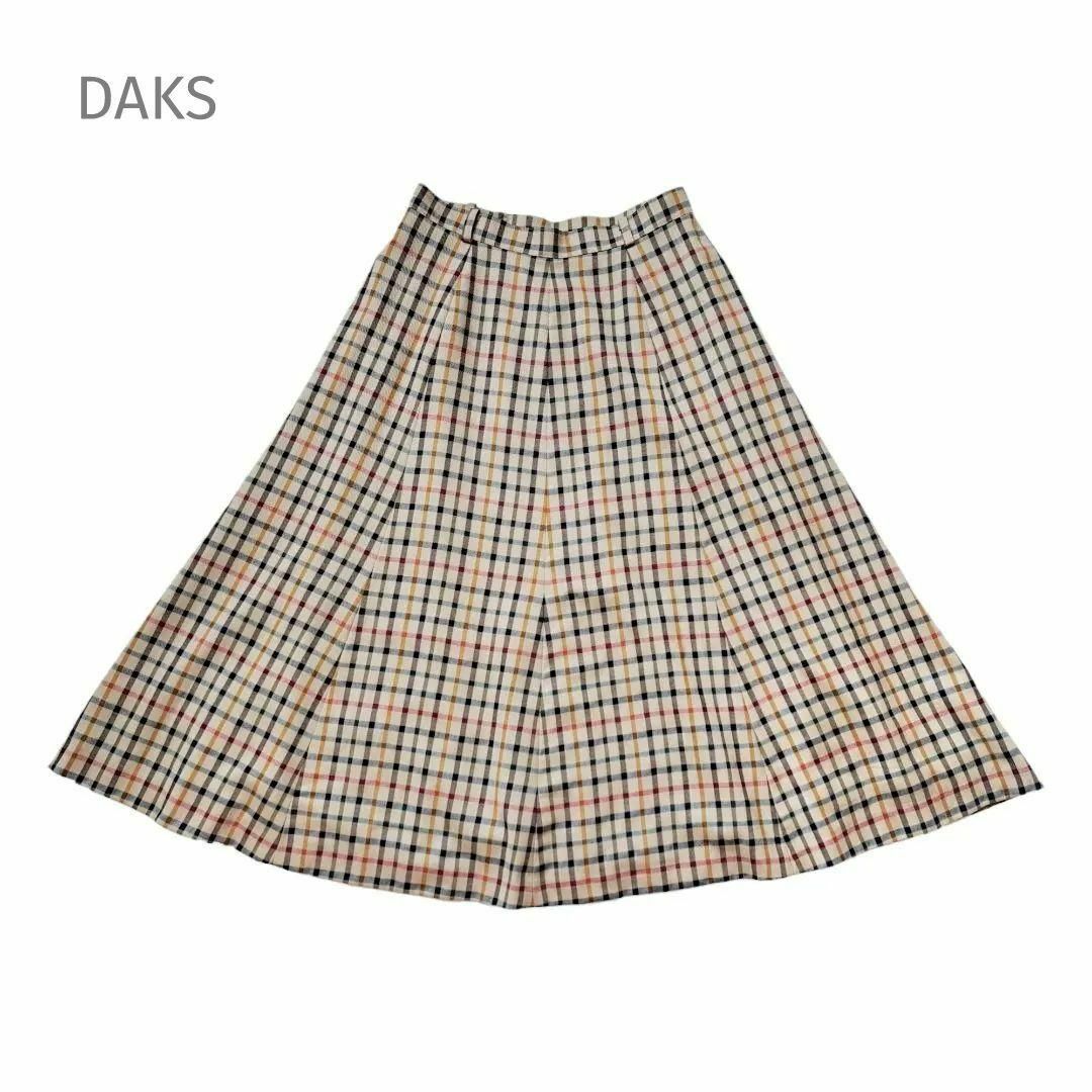 DAKS(ダックス)のDAKS ダックス フレアスカート ベージュ ブラウン ブラック チェック M レディースのスカート(ひざ丈スカート)の商品写真