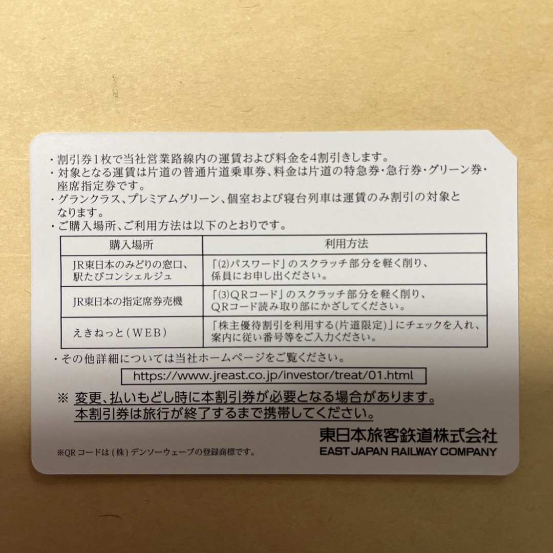 JR東日本株主優待割引券　2枚セット　送料込み 1