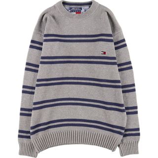 トミーヒルフィガー(TOMMY HILFIGER)の古着 90年代 トミーヒルフィガー TOMMY HILFIGER ボーダー柄 コットンニットセーター メンズL ヴィンテージ /eaa367926(ニット/セーター)