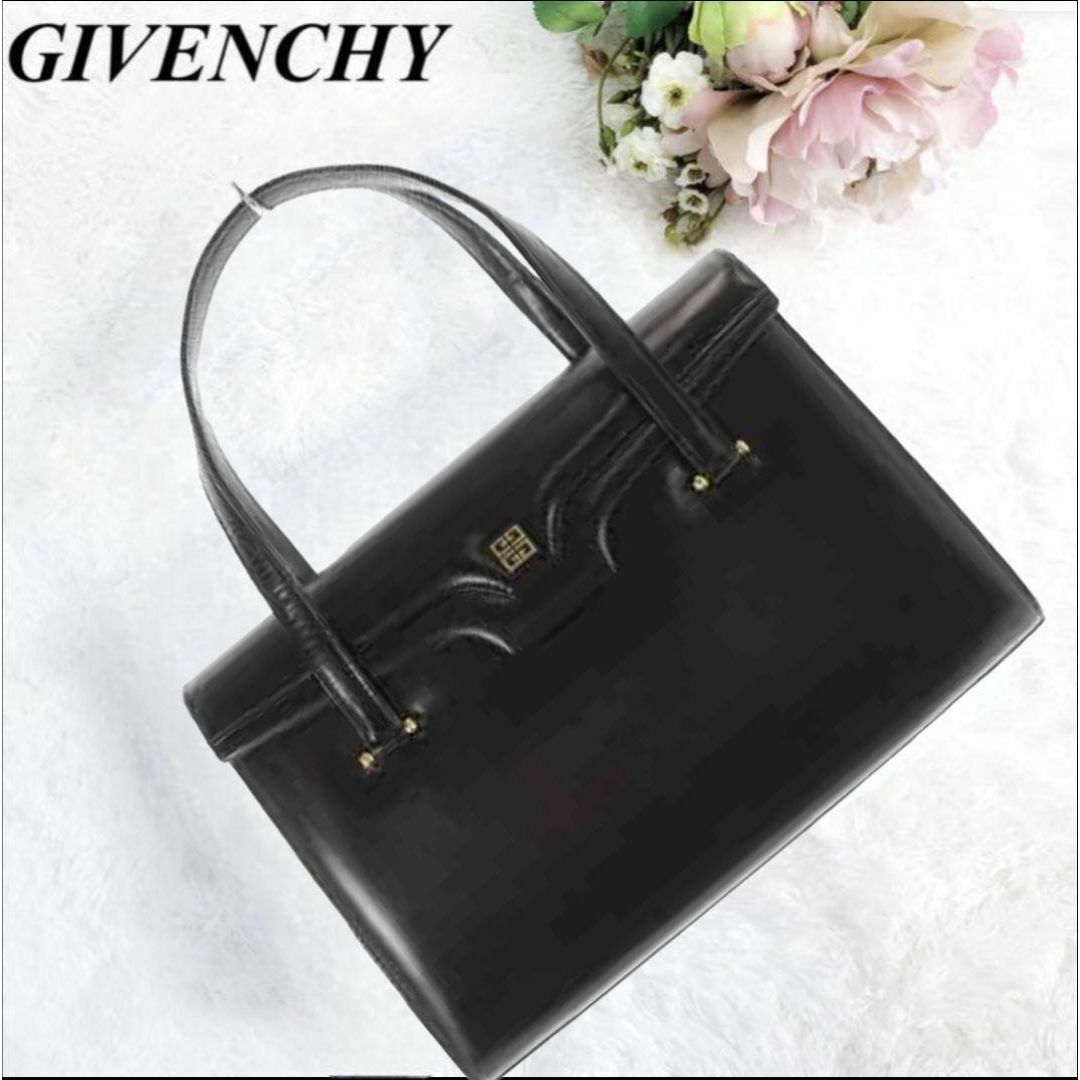 GIVENCHY - 美品ジバンシー ハンドバッグ ロゴ金具 黒 フォーマル