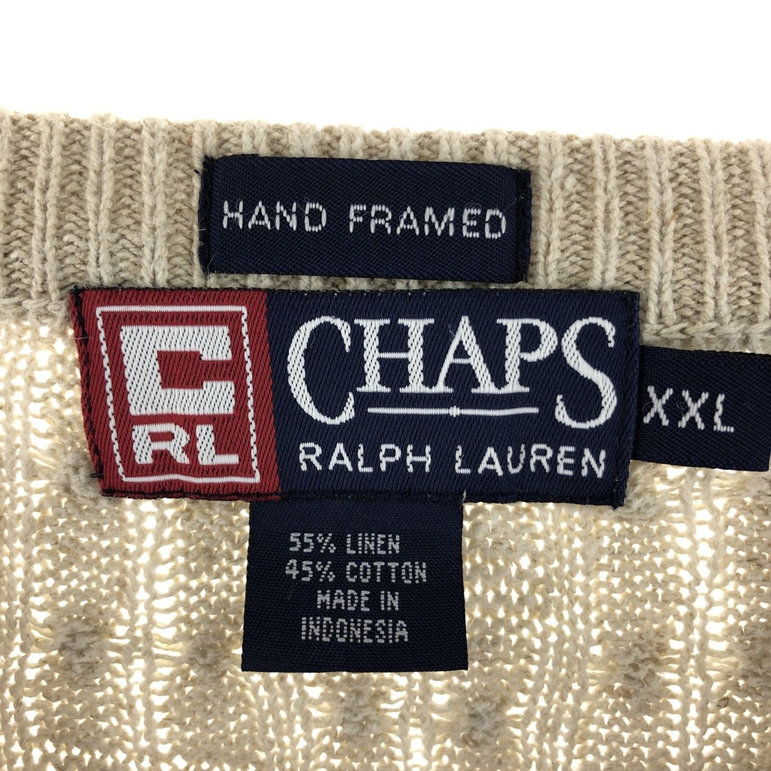 Ralph Lauren(ラルフローレン)の古着 90年代 ラルフローレン Ralph Lauren CHAPS チャップス ケーブル編み リネンニットセーター メンズXXL ヴィンテージ /eaa368068 メンズのトップス(ニット/セーター)の商品写真