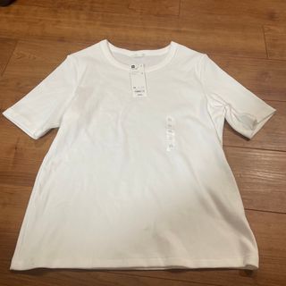 ジーユー(GU)のgu women リブt オフホワイト　XL(Tシャツ(半袖/袖なし))