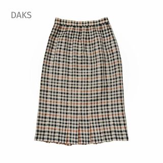 ダックス(DAKS)のDAKS ダックス リネン混 スカート チェック ベージュ ブラウン 麻 60(ひざ丈スカート)