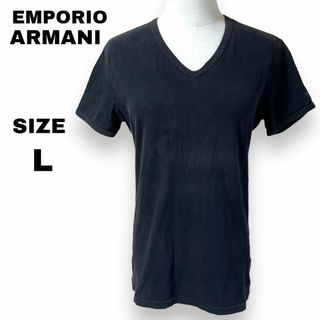 エンポリオアルマーニ(Emporio Armani)のEMPORIO ARMANI エンポリオアルマーニ 美品 VネックTシャツ 黒(Tシャツ(半袖/袖なし))