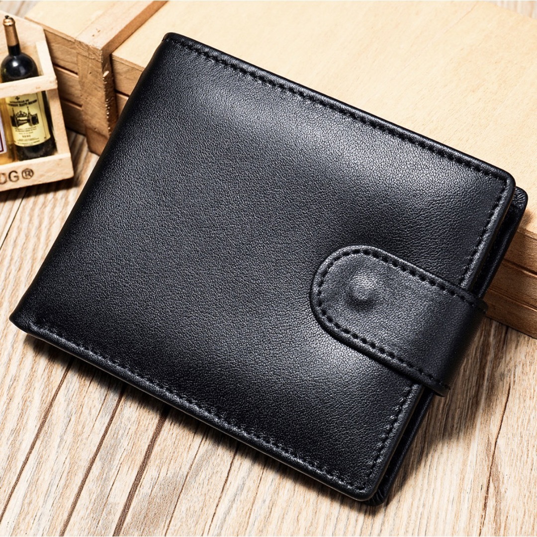 二つ折り ミニ財布 ビジネス ショートウォレット メンズ 財布 ブラック メンズのファッション小物(長財布)の商品写真