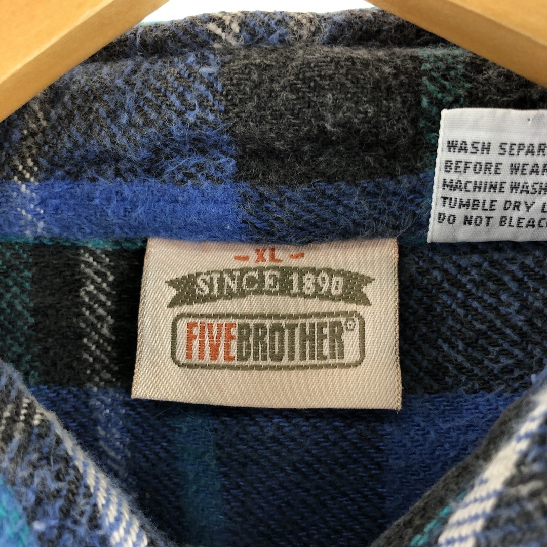 90年代 ファイブブラザー Five Brother チェック柄 長袖 ヘビーネルシャツ メンズL ヴィンテージ /eaa368368 2