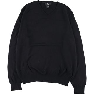 カルバンクライン(Calvin Klein)の古着 カルバンクライン Calvin klein Vネック コットンニットセーター メンズL /eaa368260(ニット/セーター)