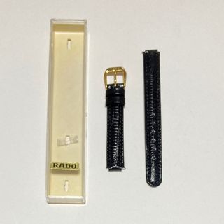 ラドー(RADO)のRADO 純正革ベルト 未使用 クロコ型押し レザー OLD ラドー 腕時計 黒(腕時計)