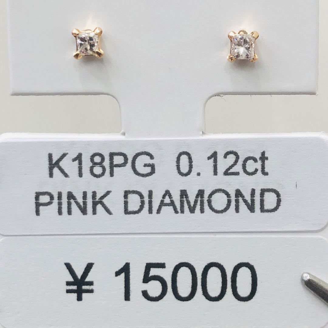 DE-25247 K18PG ピアス ピンクダイヤモンド約3mm地金