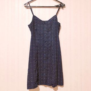 エイチアンドエム(H&M)のH&M ワンピース　ネイビー　ドット　キャミワンピ　vネック　可愛い♡(ミニワンピース)