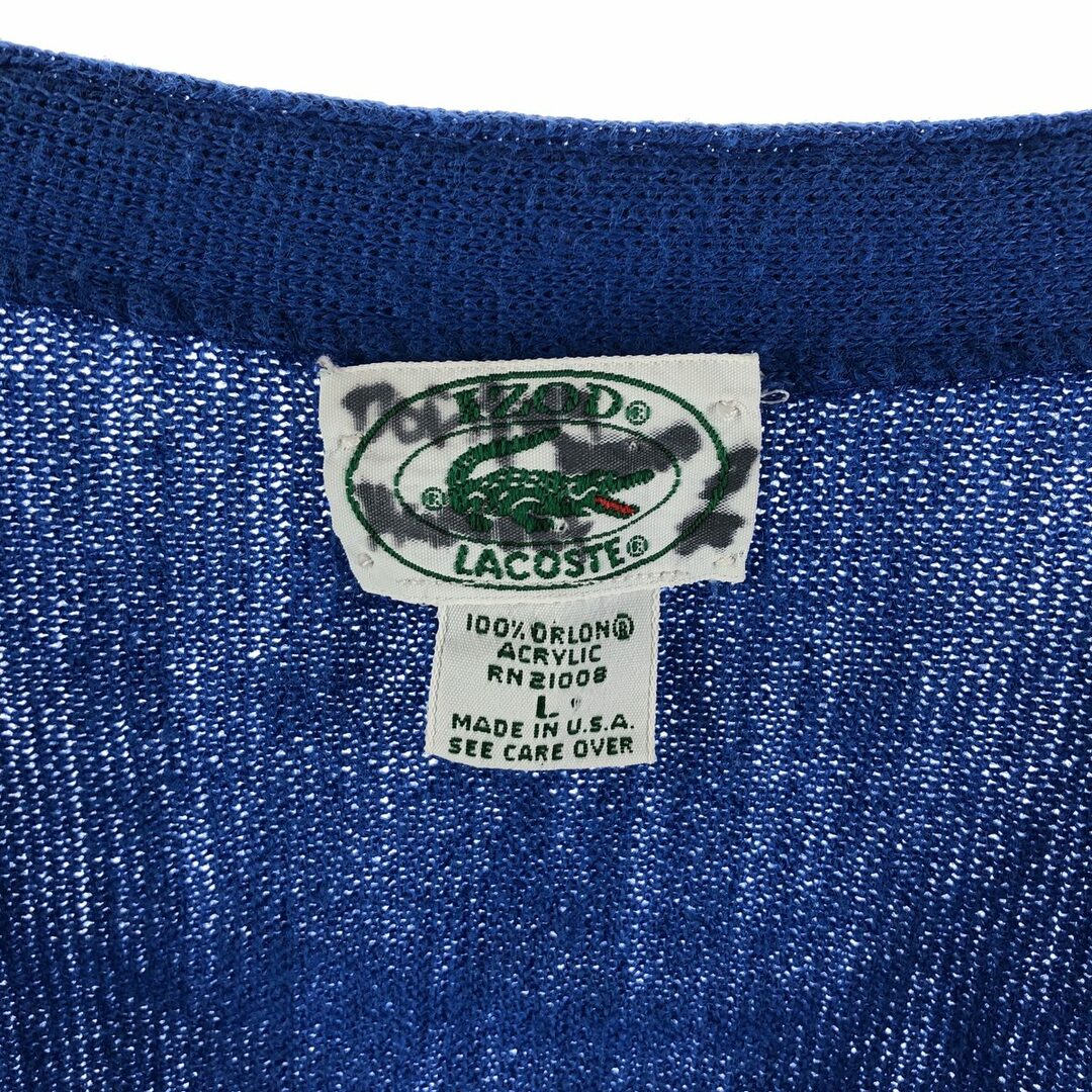 LACOSTE(ラコステ)の古着 80年代 ラコステ LACOSTE IZOD アクリルニットカーディガン USA製 メンズXL ヴィンテージ /eaa363067 メンズのトップス(カーディガン)の商品写真